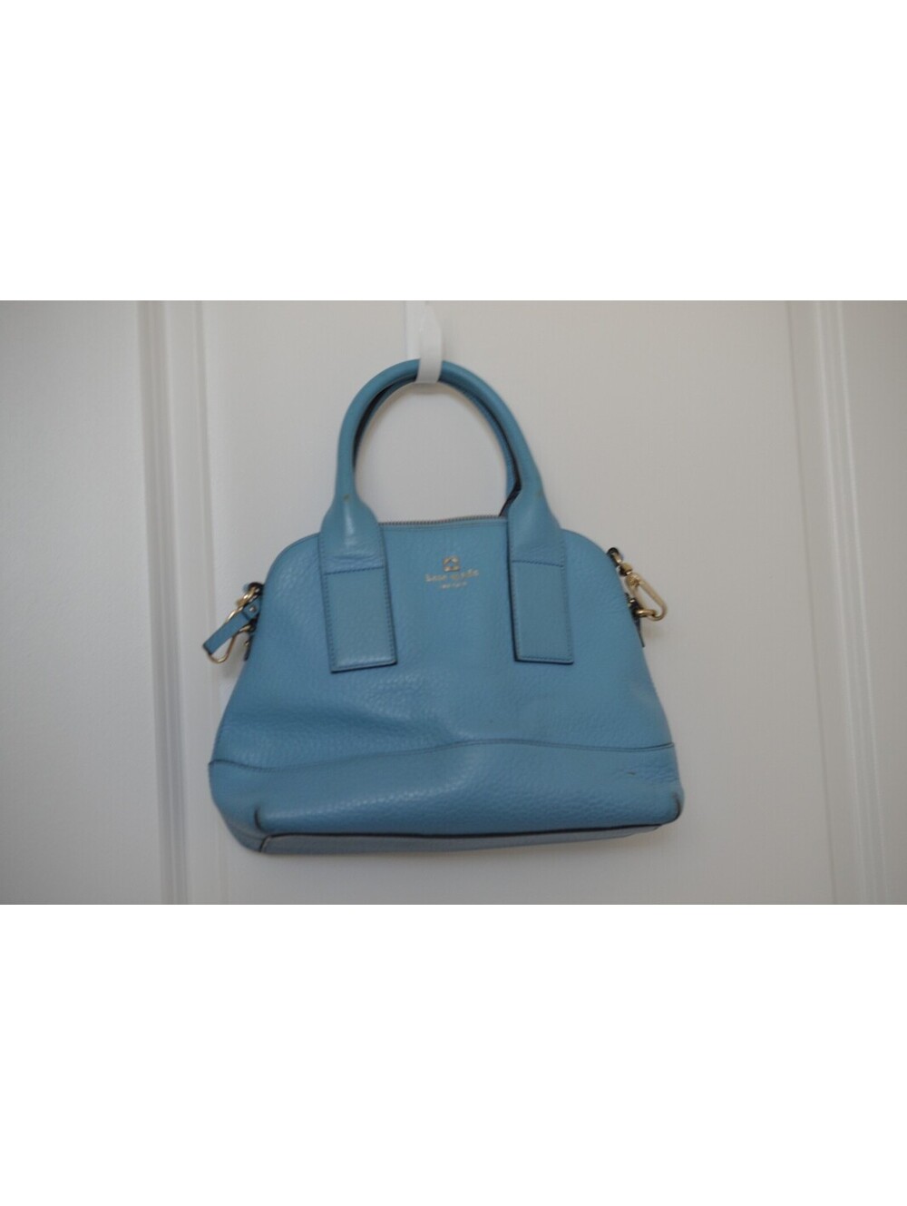 Kate Spade New York Blue Pebbled Leather Dome Satchel Crossbody Bag